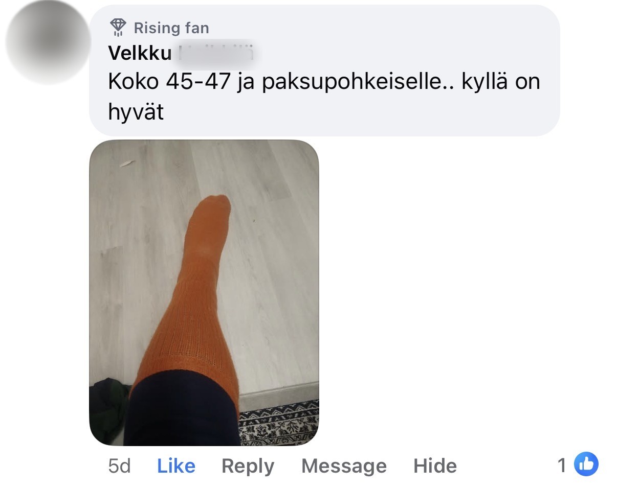 Asiakkaan Facebook-kommentti, sukunimi piilotettu