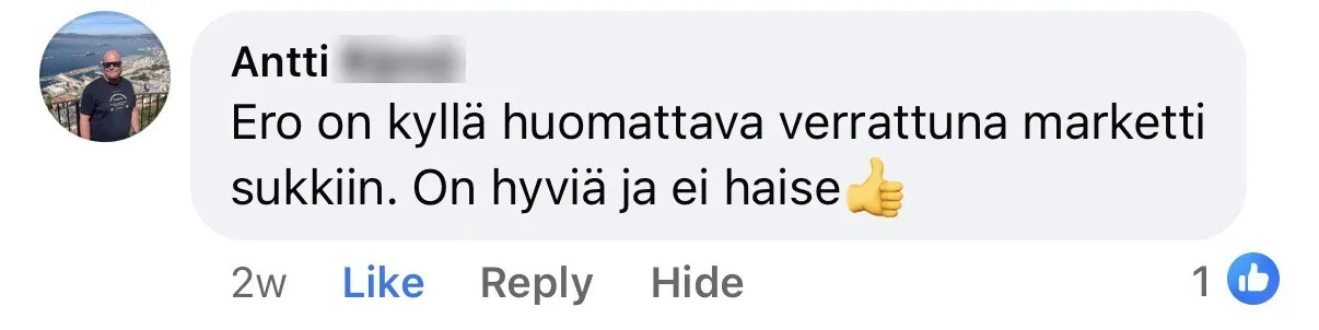 Antti: ero on huomattava markettisukkiin, ei haise
