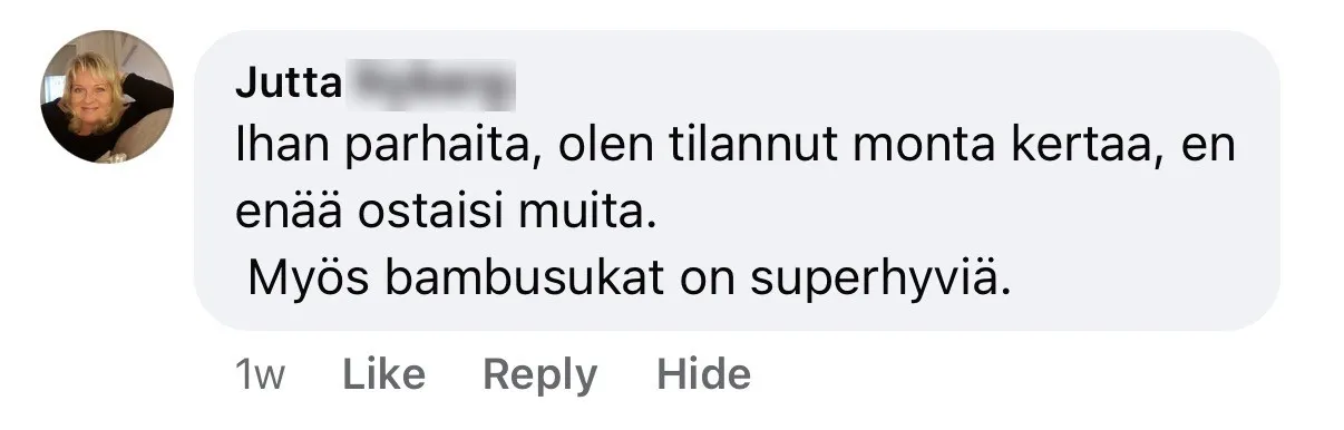 Jutta: olen tilannut monta kertaa, en enää ostaisi muita